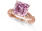 Rose gold Fancy Pink Asscher  Solitaire Milgrain Diamond Engagement Ring with Bezel and Marquise Band_1