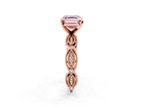 Rose gold Fancy Pink Asscher  Solitaire Milgrain Diamond Engagement Ring with Bezel and Marquise Band_2