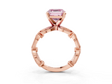 Rose gold Fancy Pink Asscher  Solitaire Milgrain Diamond Engagement Ring with Bezel and Marquise Band_3