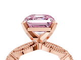 Rose gold Fancy Pink Asscher  Solitaire Milgrain Diamond Engagement Ring with Bezel and Marquise Band_4