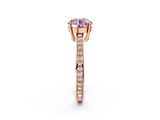 Rose gold Fancy Pink Asscher  Solitaire Pavé Band Prong Setting Ring_2