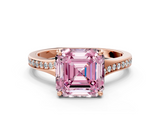 Rose gold Fancy Pink Asscher  Solitaire Pavé Band with Four-Prong Setting_17