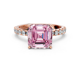 Rose gold Fancy Pink Asscher  Solitaire Pavé Band with Four-Prong Setting_17