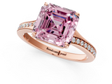 Rose gold Fancy Pink Asscher  Solitaire Pavé Band with Four-Prong Setting_18