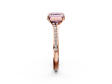 Rose gold Fancy Pink Asscher  Solitaire Pavé Band with Four-Prong Setting_19