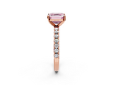Rose gold Fancy Pink Asscher  Solitaire Pavé Band with Four-Prong Setting_19