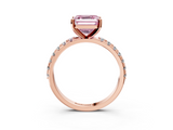 Rose gold Fancy Pink Asscher  Solitaire Pavé Band with Four-Prong Setting_20