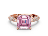 Rose gold Fancy Pink Asscher  Solitaire Pavé Diamond Engagement Ring with Four-Prong Setting_17
