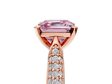 Rose gold Fancy Pink Asscher  Solitaire Pavé Diamond Engagement Ring with Four-Prong Setting_22