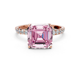 Rose gold Fancy Pink Asscher  Solitaire Pavé Diamond Engagement Ring with Four-Prong Setting_34