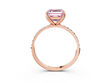 Rose gold Fancy Pink Asscher  Solitaire Pavé Diamond Engagement Ring with Four-Prong Setting_37