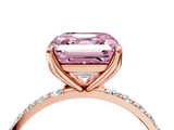 Rose gold Fancy Pink Asscher  Solitaire Pavé Diamond Engagement Ring with Four-Prong Setting_38