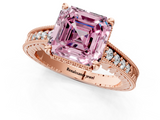Rose gold Fancy Pink Asscher  Solitaire Pavé Diamond Milgrain Engagement Ring with Four-Prong Setting_1