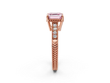 Rose gold Fancy Pink Asscher  Solitaire Pavé Diamond Milgrain Engagement Ring with Four-Prong Setting_2