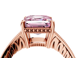 Rose gold Fancy Pink Asscher  Solitaire Pavé Diamond Milgrain Engagement Ring with Four-Prong Setting_4