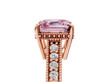 Rose gold Fancy Pink Asscher  Solitaire Pavé Diamond Milgrain Engagement Ring with Four-Prong Setting_5