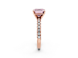 Rose gold Fancy Pink Asscher  Solitaire Pave Diamond Engagement Ring with Four-Prong Setting_2
