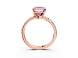 Rose gold Fancy Pink Asscher  Solitaire Pave Diamond Engagement Ring with Four-Prong Setting_3