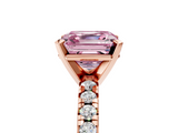 Rose gold Fancy Pink Asscher  Solitaire Pave Diamond Engagement Ring with Four-Prong Setting_5