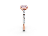 Rose gold Fancy Pink Asscher  Solitaire Pave Diamond Engagement Ring with Prong Setting_2