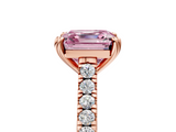 Rose gold Fancy Pink Asscher  Solitaire Pave Diamond Engagement Ring with Prong Setting_5
