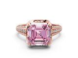 Rose gold Fancy Pink Asscher  Solitaire Pave Split Shank Ring with Four-Prong Setting_69