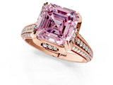 Rose gold Fancy Pink Asscher  Solitaire Pave Split Shank Ring with Four-Prong Setting_70