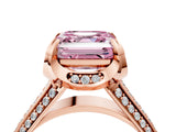 Rose gold Fancy Pink Asscher  Solitaire Pave Split Shank Ring with Four-Prong Setting_73