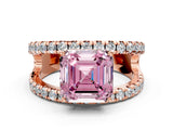 Rose gold Fancy Pink Asscher  Solitaire Split Shank Pave Diamond Ring_66