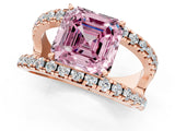 Rose gold Fancy Pink Asscher  Solitaire Split Shank Pave Diamond Ring_67