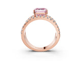 Rose gold Fancy Pink Asscher  Solitaire Split Shank Pave Diamond Ring_69