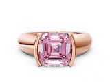 Rose gold Fancy Pink Asscher  Solitaire Tension Set Diamond Ring with Wide Band_54