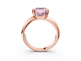 Rose gold Fancy Pink Asscher  Solitaire Tension Set Diamond Ring with Wide Band_57