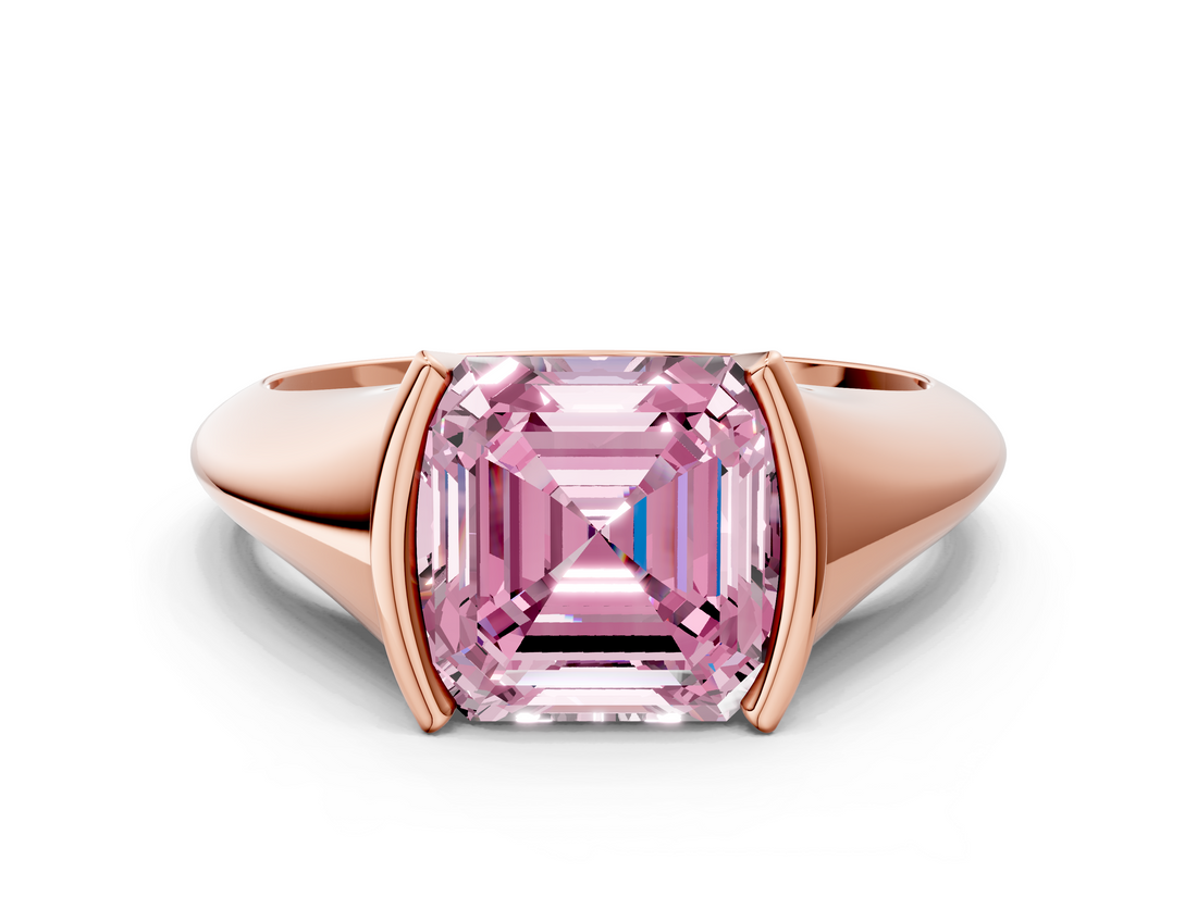 Rose gold Fancy Pink Asscher  Solitaire Tension Set Diamond Ring_37