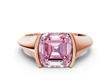 Rose gold Fancy Pink Asscher  Solitaire Tension Set Diamond Ring_37