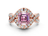 Rose gold Fancy Pink Asscher  Solitaire Twist Band Pavé Diamond Engagement Ring_15