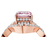 Rose gold Fancy Pink Asscher  Solitaire Twist Band Pavé Diamond Engagement Ring_19