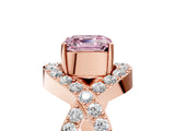 Rose gold Fancy Pink Asscher  Solitaire Twist Band Pavé Diamond Engagement Ring_20