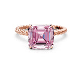 Rose gold Fancy Pink Asscher  Solitaire Twist Band Ring with Four-Prong Setting_81