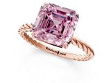 Rose gold Fancy Pink Asscher  Solitaire Twist Band Ring with Four-Prong Setting_82