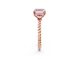 Rose gold Fancy Pink Asscher  Solitaire Twist Band Ring with Four-Prong Setting_83
