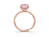 Rose gold Fancy Pink Asscher  Solitaire Twist Band Ring with Four-Prong Setting_84