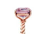 Rose gold Fancy Pink Asscher  Solitaire Twist Band Ring with Four-Prong Setting_86