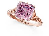 Rose gold Fancy Pink Asscher  Solitaire Twist Band Six-Prong Setting 2