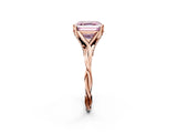 Rose gold Fancy Pink Asscher  Solitaire Twist Band Six-Prong Setting 3