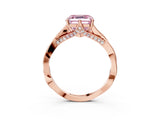Rose gold Fancy Pink Asscher  Solitaire Twist Band Six-Prong Setting 4