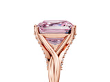Rose gold Fancy Pink Asscher  Solitaire Twist Band Six-Prong Setting