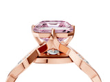 Rose gold Fancy Pink Asscher  Solitaire Twist Band with Leaf Prong Setting_31
