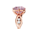 Rose gold Fancy Pink Asscher  Solitaire Twist Band with Leaf Prong Setting_32