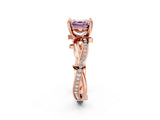 Rose gold Fancy Pink Asscher  Solitaire Twist Band with Pavé Accents and Four-Prong Setting_23